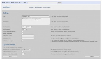 The settings page for this module