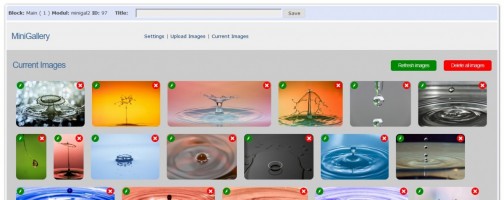 The backend overview of all images. Click the green reload button after extra uploads.
