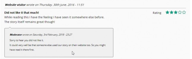 Moderator Reply example